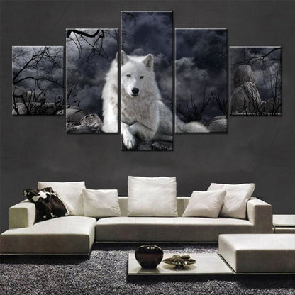 5 Panel Animal Wolf Wall Art Canvas Painting - TripleM Store