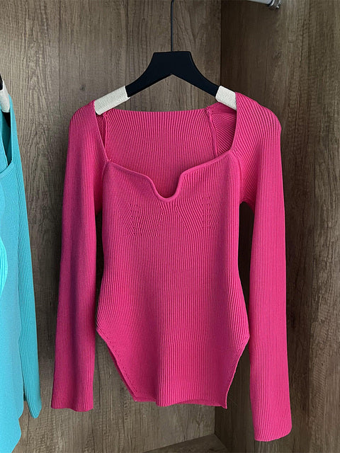 Woman's Long Sleeve Knitted Pullover - TripleM Store