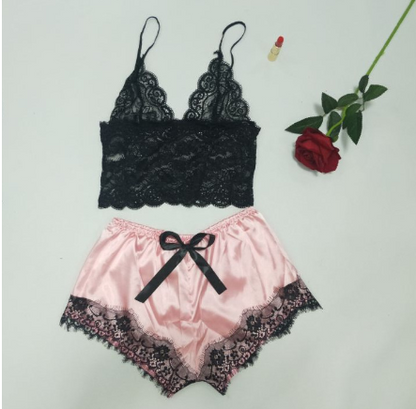 Lace Satin Sleepwear Set - TripleM Store