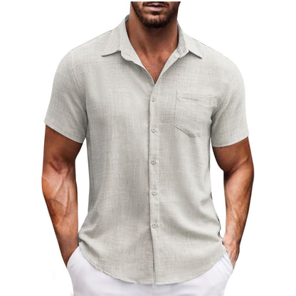 Men's Lapel Pocket Short Sleeve Casual Shirt