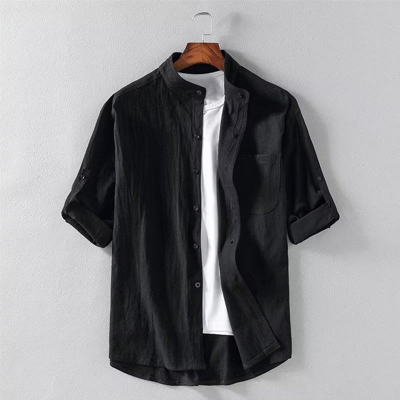 Summer Linen Shirt Men's Short Sleeve