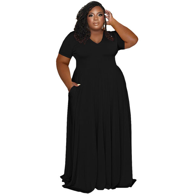 A-Line Long Plus Size Dress - TripleM Store