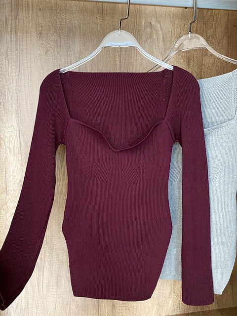 Woman's Long Sleeve Knitted Pullover - TripleM Store