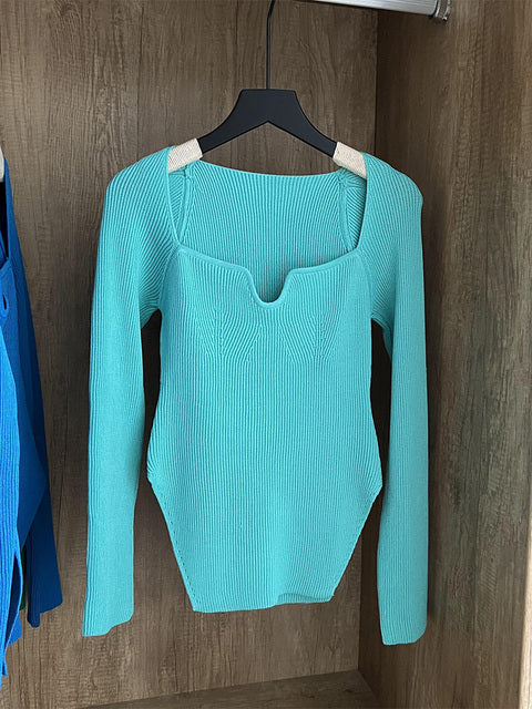 Woman's Long Sleeve Knitted Pullover - TripleM Store