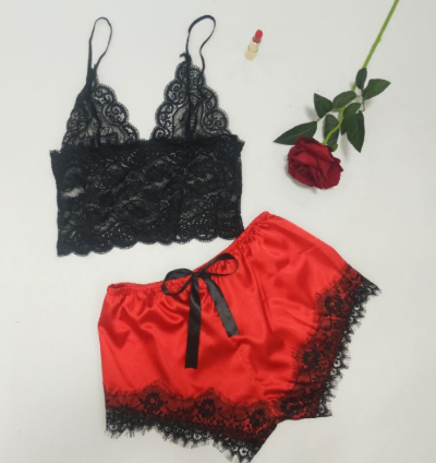 Lace Satin Sleepwear Set - TripleM Store