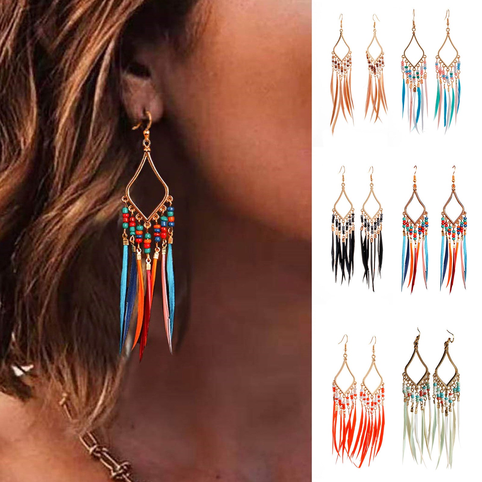 Tassels Feather Earrings - TripleM Store