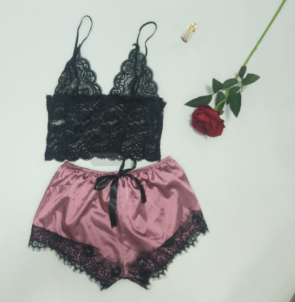 Lace Satin Sleepwear Set - TripleM Store